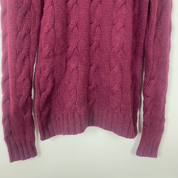Fossil Brand Mens Burgundy Red Pullover Cable Knit Fisherman Sweater Size S Ango - Picture 9 of 12